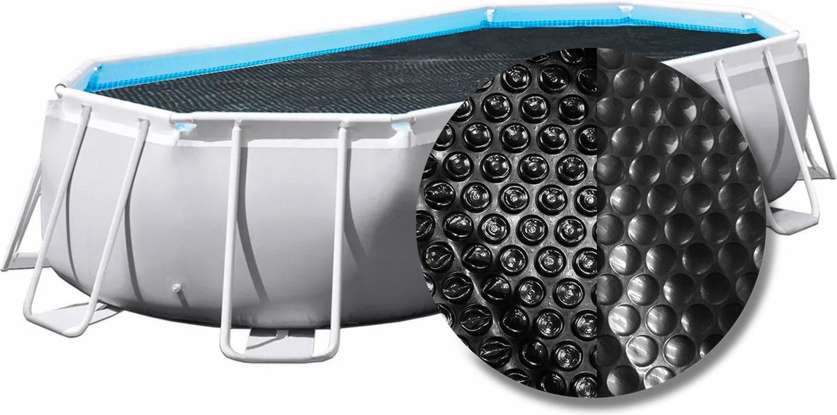 Weau Premium solar cover ovaal - 600 x 320 cm (zeilmaat 594 x 314) - Zwart